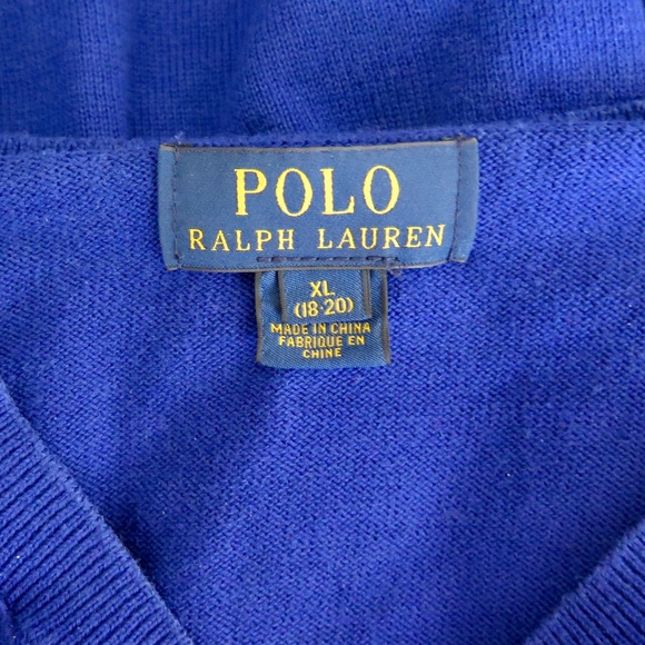 Polo Ralph Lauren Royal Blue V-neck Sweater - Corduroy Elbow Patches - Picture 8 of 11